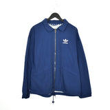 Vintage Adidas denim zip up jacket windbreaker tracksuit track jacket trackie sweater jumper sweatshirt pullover long sleeve in dark blue