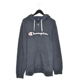 Vintage Champion zip up hoodie pullover sweatshirt windbreaker fleece track jacket in dark grey