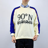 Vintage Napapijri sweatshirt jumper sweater pullover hoodie in white and blue