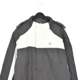Vintage Adidas winter coat puffer jacket track fleece longsleeve tee pullover windbreaker sweatshirt in grey and beige