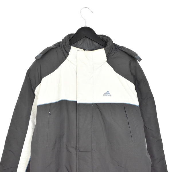 Vintage Adidas winter coat puffer jacket track fleece longsleeve tee pullover windbreaker sweatshirt in grey and beige