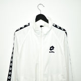 Vintage lotto zip up tracksuit track jacket trackie sweater jumper sweatshirt pullover long sleeve in black and white