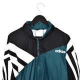 Vintage Adidas windbreaker fleece track jacket bomber jacket in black, green and white