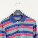 Vintage Adidas polo top long sleeve jumper sweater polo shirt pullover sweatshirt colourful top in blue, red and army green