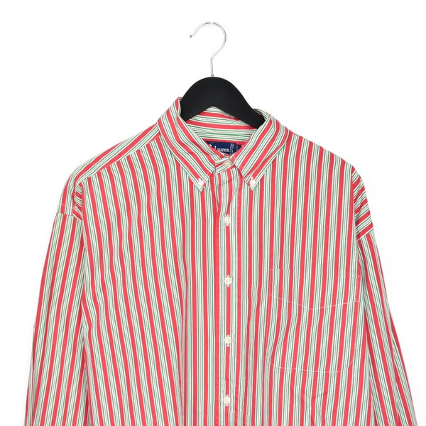 Vintage Ralph Lauren button down formal shirt long sleeve blouse top in green and red stripes