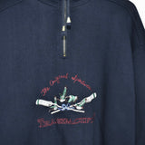 Vintage zip neck sweatshirt jumper sweater pullover hoodie in dark blue