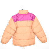 Vintage Kappa winter jacket puffer coat windbreaker tracksuit track jacket long sleeve in light orange/peacb and magenta