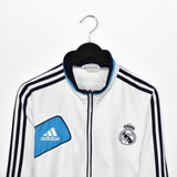 Vintage Adidas jacket track windbreaker coat pullover bomber jacket trench coat in white and blue