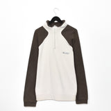 Vintage Adidas quarter zip up jumper pullover sweatshirt top in white and brown