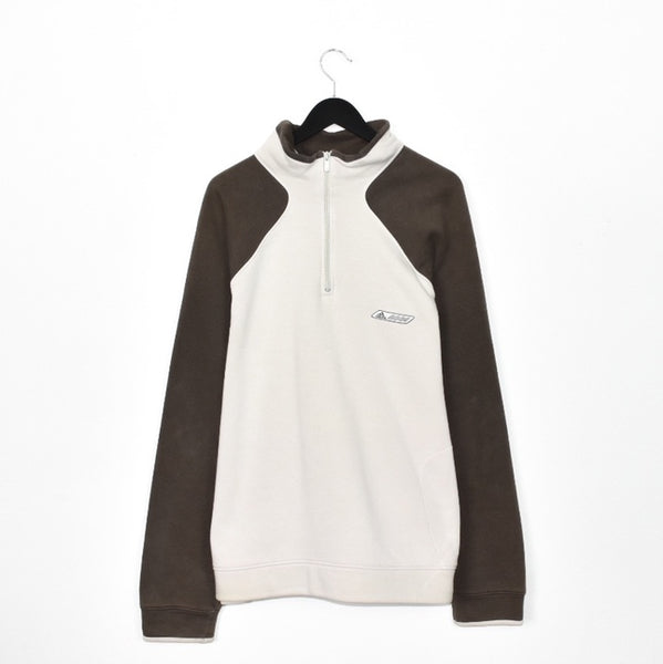 Vintage Adidas quarter zip up jumper pullover sweatshirt top in white and brown