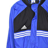 Vintage Adidas long jacket windbreaker track jacket bomber jacket in blue and black
