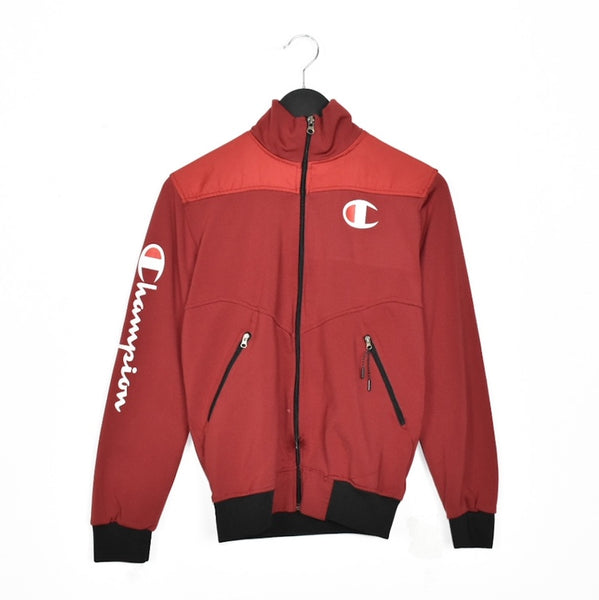Vintage Champion track jacket longsleeve tee pullover windbreaker sweatshirt in red
