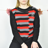 Vintage Divinisi jumper sweater top pullover in black red and grey
