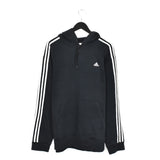 Vintage Adidas hoodie pullover sweatshirt windbreaker fleece track jacket in black and white
