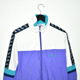 Vintage Asics zip up tracksuit track jacket trackie sweater jumper sweatshirt pullover long sleeve in white purple cyan and black