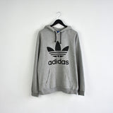 Vintage Adidas hoodie pullover sweatshirt windbreaker fleece track jacket jumper in black and grey