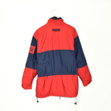 Vintage Puma puffer jacket windbreaker fleece track jacket bomber jacket in red and blue
