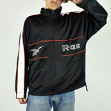 Vintage Reebok tracksuit track jacket fleece windbreaker in black and white