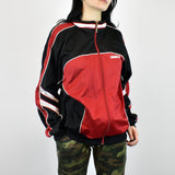 Vintage Jako tracksuit track jacket fleece jumper in red, black and white