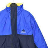 Vintage Adidas reversable winter coat puffer jacket track fleece longsleeve tee pullover windbreaker sweatshirt in blue and yellow