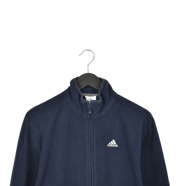 Vintage Adidas zip up fleece jacket sweatshirt longsleeve tee pullover jumper in navy blue