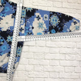 Vintage 80s 90s fleece sweater button up neck with blue snowflake pattern