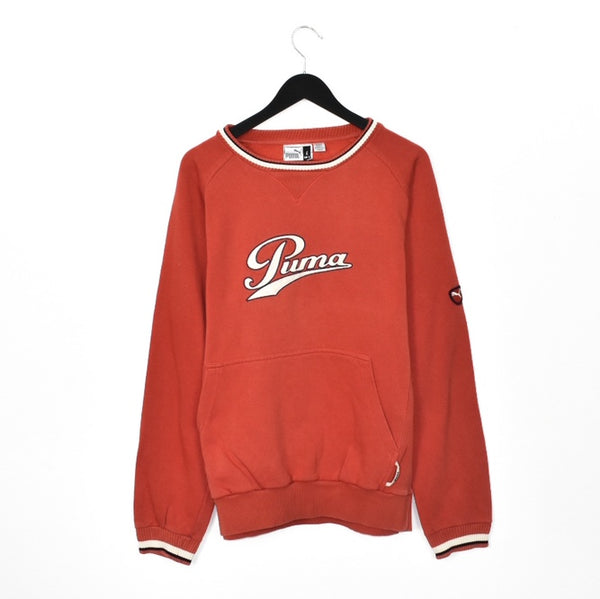 Vintage Puma pullover sweatshirt windbreaker fleece track jacket in red