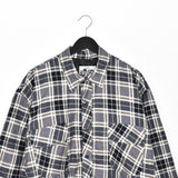 Vintage Old Mill padded thick button down formal shirt long sleeve blouse windbreaker jacket in grey and black