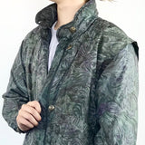 Vintage 80s 90s puffer jacket parka coat in green patterns