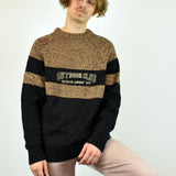 Vintage Outdoor club sweater pullover jumper in brown and black