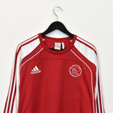 Vintage Adidas Ajax Amsterdam pullover sweatshirt windbreaker fleece track jacket in red and white