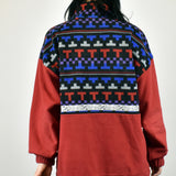 Vintage half zip fleece pullover sweatshirt in red and black