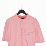 Vintage Adidas formal button uppolo shirt short sleeve top in red and white