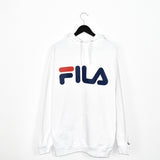 Vintage Fila hoodie pullover sweatshirt windbreaker fleece track jacket in white