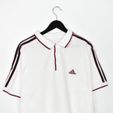 Vintage Adidas polo shirt tee blouse top in white black and maroon