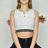 Sexy Red & Blue crop top bandeau t-shirt blouse in black and white