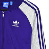 Vintage Adidas zip up pullover sweatshirt windbreaker fleece track jacket in purple and grey