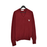 Vintage Burberry wool V neck sweater sweatshirt pullover jumper hoodie in burgundy/maroon
