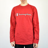 Vintage Champion longsleeve t-shirt top sweatshirt blouse tee in red