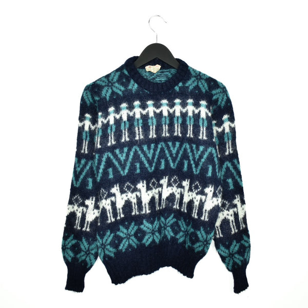 Vintage Kappa fuzzy sweater sweatshirt pullover jumper hoodie in blue