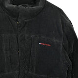 Vintage Tommy Hilfiger velvet puffer jacket windbreaker fleece track jacket bomber jacket in black