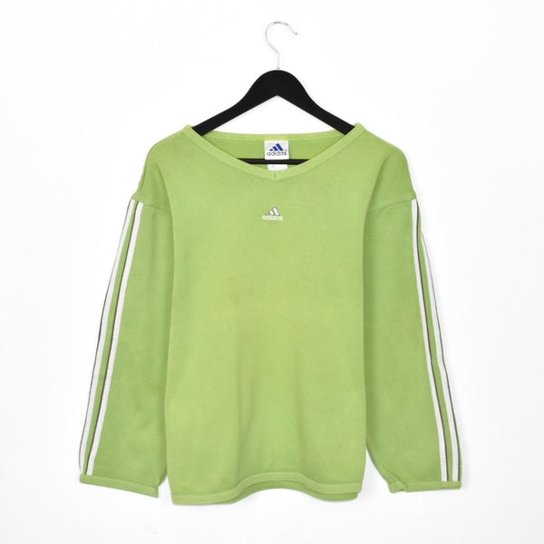 Vintage Adidas V-neck jumper pullover sweatshirt top in light green