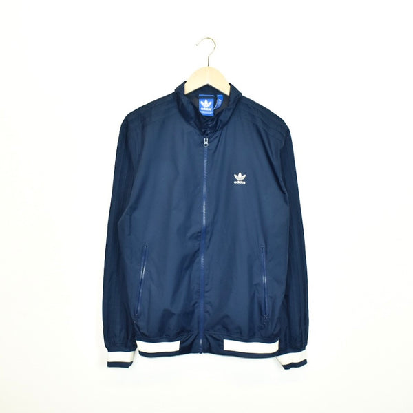 Vintage Adidas bomber jacket fleece windbreaker in dark blue
