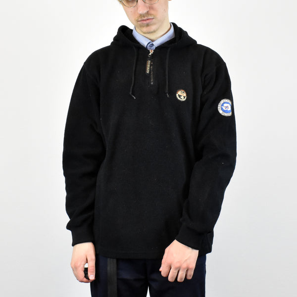 Vintage Napapijri half zip hoodie jumper sweater pullover sweatshirt in black