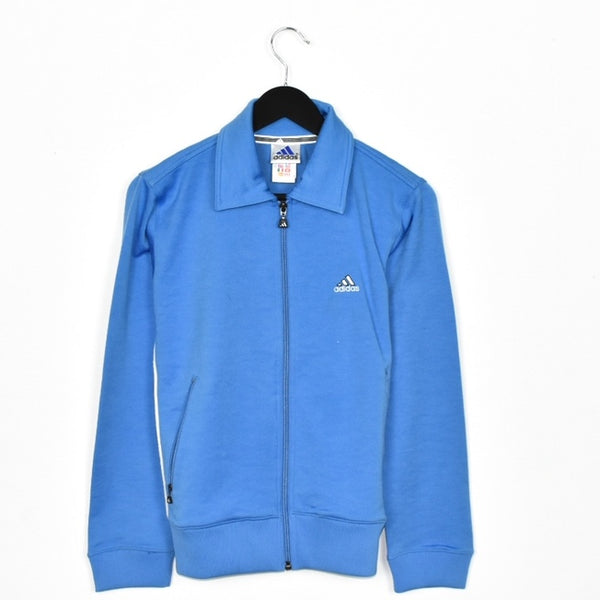 Vintage Adidas zip up jumper sweatshirt tracksuit track jacket trackie pullover long sleeve in light blue