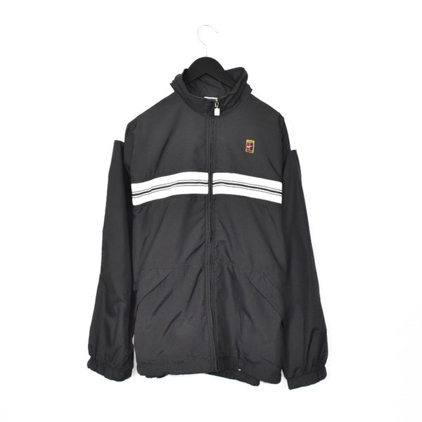 Vintage Nike zip up tracksuit track jacket trackie sweater windbreaker jumper sweatshirt pullover long sleeve in black and white