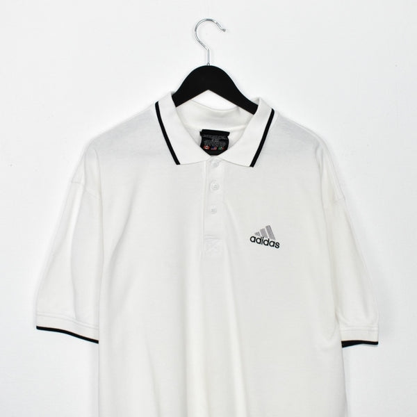Vintage Adidas polo shirt tee blouse top in white black