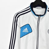 Vintage Adidas jacket track windbreaker coat pullover bomber jacket trench coat in white and blue
