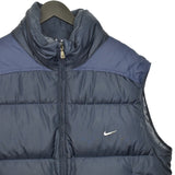 Vintage Nike padded vest gilet zip up windbreaker tracksuit track jacket trackie puffer jacket in navy