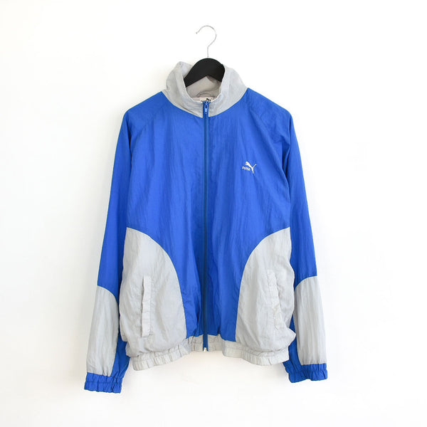 Vintage Puma tracksuit trackie jacket zip up sweater windbreaker jumper pullover in blue and grey